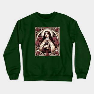 St Therese of Lisieux Little Flower Rose Catholic Saint Crewneck Sweatshirt